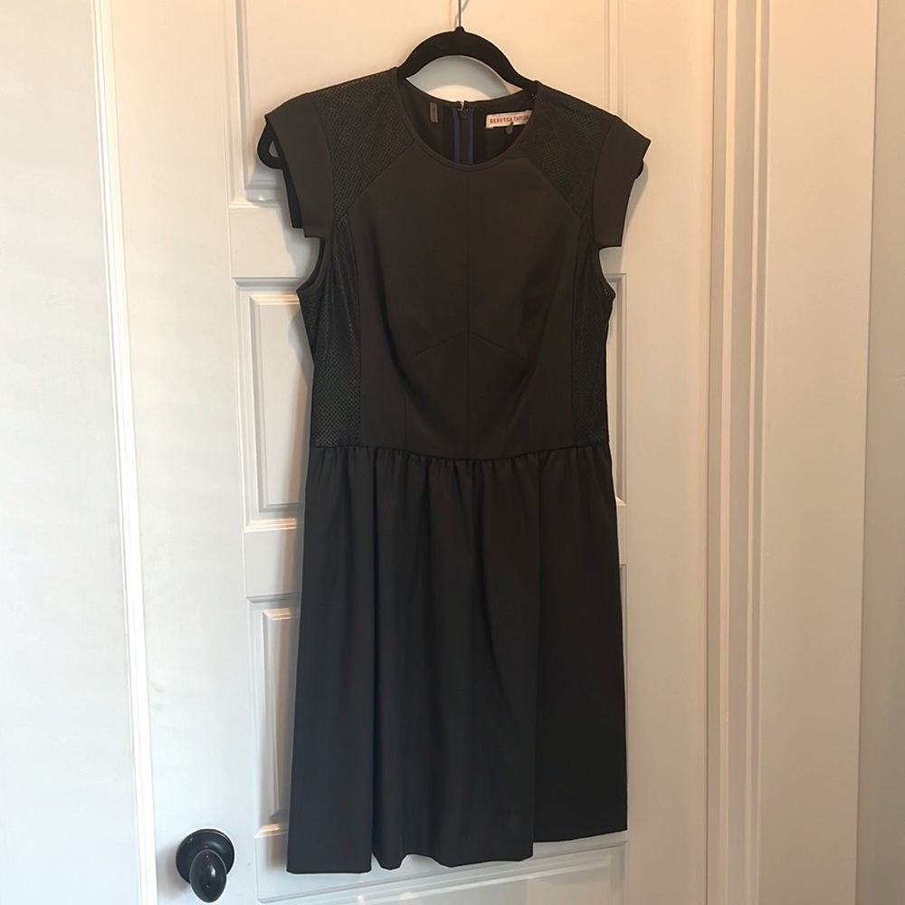Rebecca Taylor Black dress with perforated real leather details
